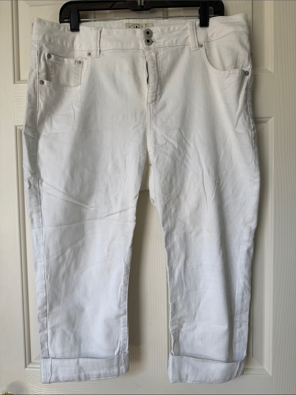 Lucky Brand White Emma Cropped Button-Fly Jeans
